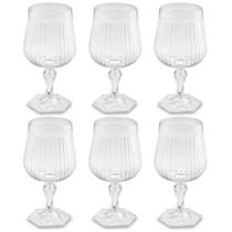 Conjunto 6 Taças Para Água Vinho Suco 350ml Plástico UZ Axé Transparente Bebidas