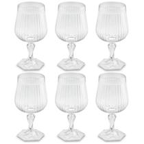Conjunto 6 Taças Para Água Vinho Suco 350ml Plástico UZ Axé Transparente Bebidas