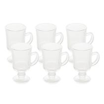 Conjunto 6 Taças Para Cappuccino Com Alça Pé De Vidro 114ml
