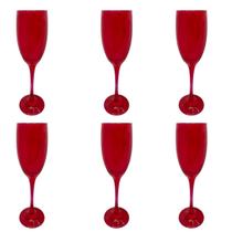 Conjunto 6 Taças Vidro Vermelha Champanhe 190 Ml Nadir