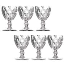 Conjunto 6 Taças Vinho Água Diamante Clear Vidro Class Home Conjunto 6 Taças Vinho Água Diamante Clear Vidro Class Home