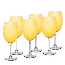 Conjunto 6 Taças Vinho Cristal Ecológico Banquet Amarela 580 ml Wolff