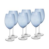Conjunto 6 Taças Vinho Cristal Ecológico Banquet Azul 580ml