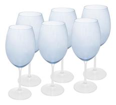 Conjunto 6 Taças Vinho Cristal Ecológico Banquet Azul 580ml