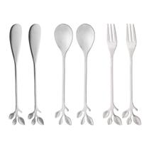 Conjunto 6 Talheres de Aço Inox Leaves Prata - Wolff Conjunto 6 Talheres de Aço Inox Leaves Prata - Wolff