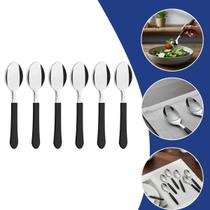 Conjunto 6 Talheres Inox Cabo Polipropileno Preto Mesa Cozinha Refeição Resistente Alta Qualidade Conjunto 6 Talheres Inox Cabo Polipropileno Preto Mesa Cozinha Refeição Resistente Alta Qualidade