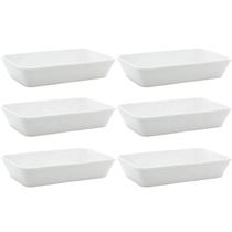 Conjunto 6 Travessas de Porcelana para Restaurante Buffet 1,2 litros Linea Lyor Branco