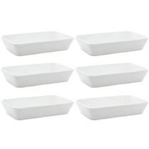 Conjunto 6 Travessas de Porcelana para Restaurante Buffet 1,2 litros Linea Lyor Branco