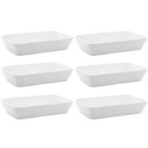 Conjunto 6 Travessas de Porcelana para Restaurante Buffet 1,2 litros Linea Lyor Branco