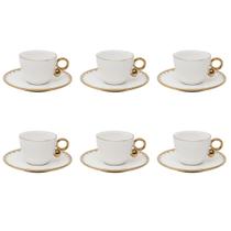 Conjunto 6 Xícara de Café com Pires em Porcelana Egg 90ml Conjunto 6 Xícara de Café com Pires em Porcelana Egg 90ml