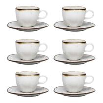 Conjunto 6 xícaras 220 ml com pires oxford maresia porcelana