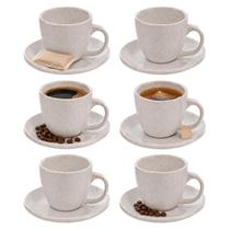 Conjunto 6 Xícaras 85ml C/ 6 Pires Cerâmica Café Chá Cozinha Branco Pontilhado Conjunto 6 Xícaras 85ml C/ 6 Pires Cerâmica Café Chá Cozinha Branco Pontilhado