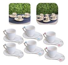 Conjunto 6 Xicaras 90ml Com Pires Porcelana Luxo Para café Wolff