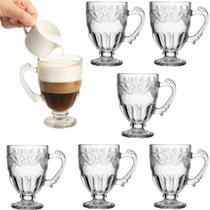 Conjunto 6 Xícaras Café Vidro 190ml Decoração Estilo Canto Do Café Chá Mesa Posta Sofisticada Utensílio Cozinha Louça Casa