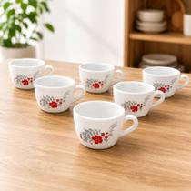 Conjunto 6 Xícaras Café Vidro Opalino Scarlet Bliss 130ml Conjunto 6 Xícaras Café Vidro Opalino Scarlet Bliss 130ml