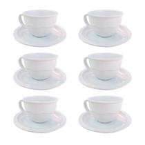 Conjunto 6 Xícaras Caneca 200ml com Pires Branco em Melamina
