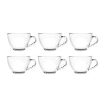 Conjunto 6 Xícaras Chá Café Com Alça 90ml Sem Pires Vidro Lisa Decoração Coffee Cappuccino