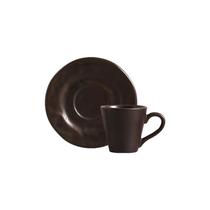 Conjunto 6 Xícaras com Pires Cerâmica Ocre Preto 150ml - Scalla