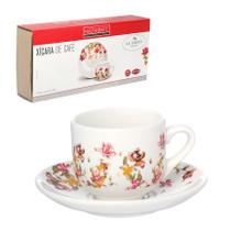 Conjunto 6 Xícaras Com Pires De Porcelana Branca Café Chá Le Jardin 90ml