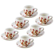 Conjunto 6 Xícaras Com Pires De Porcelana Branca Café Chá Le Jardin 90ml