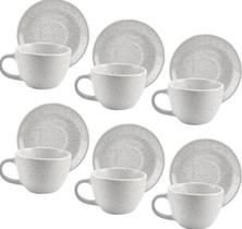 Conjunto 6 Xícaras com Pires Para Café Cerâmica Wincy Odessa 85ml