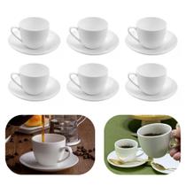 Conjunto 6 Xicaras de Café 100ml com Pires em Porcelana Clean Lyor Mesa Posta Cafeteria Conjunto 6 Xicaras de Café 100ml com Pires em Porcelana Clean Lyor Mesa Posta Cafeteria