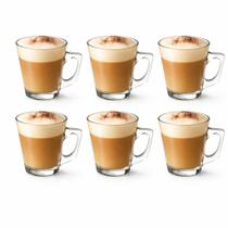 Conjunto 6 Xícaras de Café, Chá, Cappuccino e chocolate de Vidro 70ml Jogo 6 xicaras com Alça