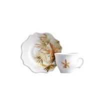 Conjunto 6 Xícaras De Café Com 6 Pires Folhas Scalla