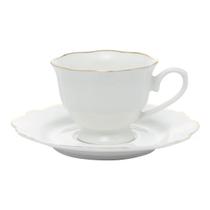 Conjunto 6 Xícaras De Café Com Pires Branco Com Fio De Ouro 80Ml Maldivas Wolff Conjunto 6 Xícaras De Café Com Pires Branco Com Fio De Ouro 80Ml Maldivas Wolff