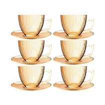Conjunto 6 Xícaras de Café com Pires Graffiato 90ml Âmbar- Hauskraft