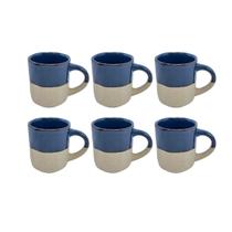 Conjunto 6 Xícaras de Café em Cerâmica Azul 100ml ES0005 BTC Conjunto 6 Xícaras de Café em Cerâmica Azul 100ml ES0005 BTC