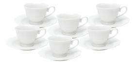 Conjunto 6 Xícaras De Café Maldivas Com Pires De Porcelana 80ml Branco Wolff Conjunto 6 Xícaras De Café Maldivas Com Pires De Porcelana 80ml Branco Wolff