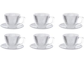Conjunto 6 Xícaras de Chá com Pires 230ml Transparente Graffiato - Haüskraft Conjunto 6 Xícaras de Chá com Pires 230ml Transparente Graffiato - Haüskraft