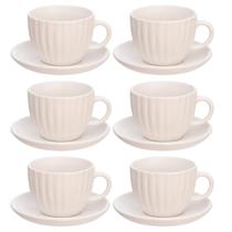 Conjunto 6 Xícaras de Chá Com Pires Bella 210ML Branco Café