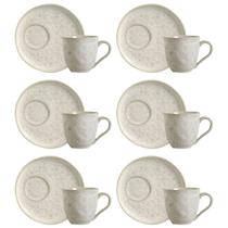 Conjunto 6 Xícaras de Chá com Pires Bio Vanilla 170ml Cerâmica Off White Porto Brasil Mesa Posta