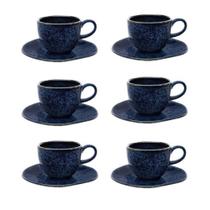 Conjunto 6 Xícaras De Chá Com Pires Oxford 92427 Ryo Safira Azul