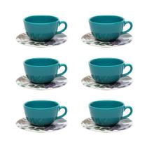 Conjunto 6 Xícaras De Chá Com Pires Oxford Cerâmica Unni Bothanica