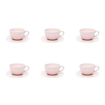 Conjunto 6 Xícaras De Chá Oxford 200ml Unni Milenial Cerâmica Rosa