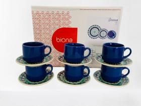 Conjunto 6 Xícaras de Chá + Pires Biona