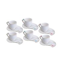 Conjunto 6 Xícaras De Porcelana P/Café Flower Design Plate Colorido 90Ml - Wolff Conjunto 6 Xícaras De Porcelana P/Café Flower Design Plate Colorido 90Ml - Wolff