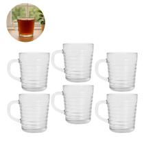 Conjunto 6 Xícaras de Vidro 240ml Moderno Café Chá