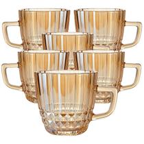 Conjunto 6 Xícaras de Vidro Âmbar Perolado 265ML Conjunto 6 Xícaras de Vidro Âmbar Perolado 265ML