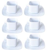Conjunto 6 Xícaras e Pires Quadrado em Melamina 250 ml Conjunto 6 Xícaras e Pires Quadrado em Melamina 250 ml