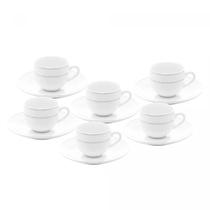 Conjunto 6 Xicaras para Café Mônaco 100ml com fio Prateado em Porcelana Wolff Conjunto 6 Xicaras para Café Mônaco 100ml com fio Prateado em Porcelana Wolff
