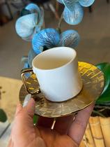 Conjunto 6 xicaras Porcelana para café c/ pires Vera Gold