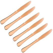 Conjunto 6pçs Facas Refeição Inox Rose Gold Luxo Rústico