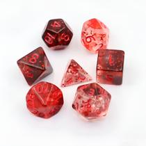 Conjunto 7 Dados RPG Transparente Vermelho Tabuleiro Conjunto 7 Dados RPG Transparente Vermelho Tabuleiro