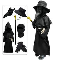 Conjunto 7 em 1 de fantasia Plague Doctor Wakejoy para crianças de Halloween Conjunto 7 em 1 de fantasia Plague Doctor Wakejoy para crianças de Halloween