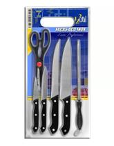 Conjunto 7 facas inox cabo preto - 123util