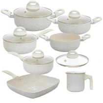 Conjunto 7 Panela Revestimento Cerâmica Antiaderente Ibiza Vanilla Branco CASAMBIENTE